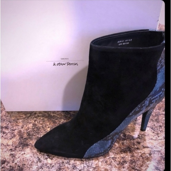 & Other Stories Shoes - & Other Stories Leather Suede snake detail booties
